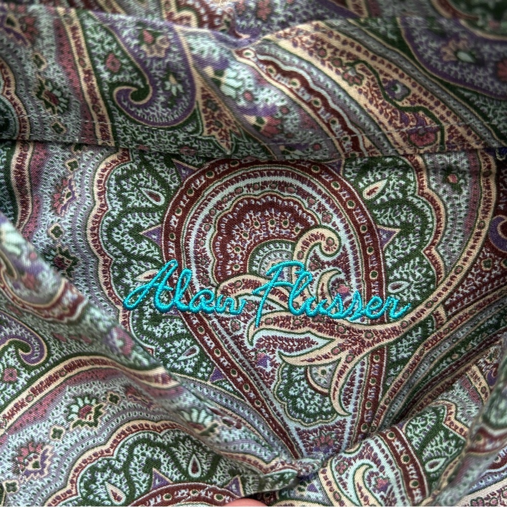 Alan Flusser Paisley Patterned Button Down Cotton Shirt Size Large - Picture 3 of 6